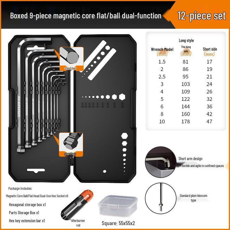 Universal Hex Wrench Set - 6-Point Screwdriver & Extendable Hex Tool