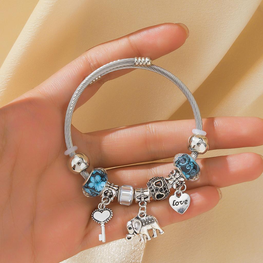 European and American cross-border new sweet and cute elephant multi-color bracelet versatile and exquisite Western style jewelr