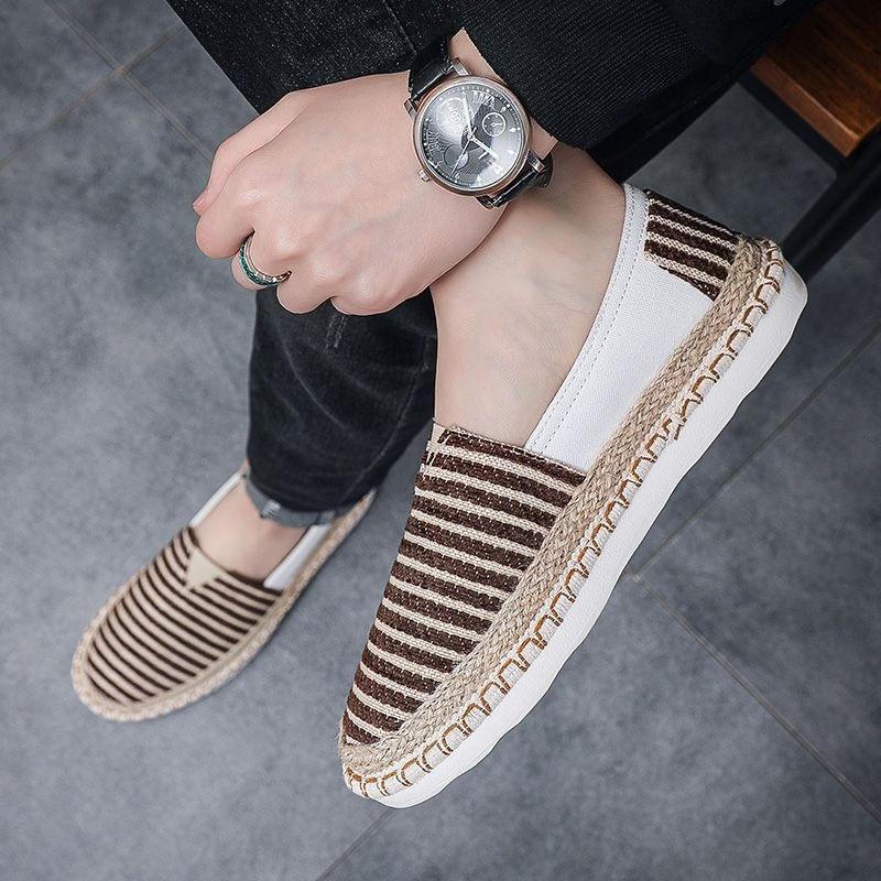 Fashion Stripe Sneakers Non Slip Canvas Man Shoe Lightweight High Quality Fashion Elegant Legitimate Comfortable Casual Shoes for Men