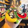 Fruit Panda Keychain Banana Strawberry Peach Watermelon Cute Cartoon Couple Doll Machine Student Gift Y2k Fashion Toys Anime