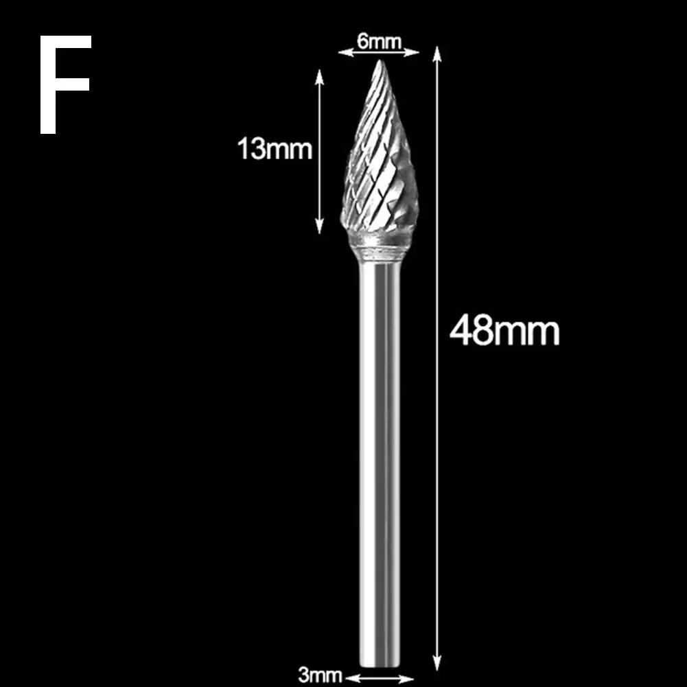 3x6mm Hartmetall-Fräser Rotationsfeile Bohrer Die-Grinder Schnitzwerkzeug Doppelschnitt Solide Elektrowerkzeuge Metall Holz Fräser