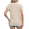 Women's Casual Fashion New Short,Sleeved Button,Up V,Neck Top