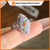 BF CLUB 925 Sterling Silver Ring For Women Jewelry Colorful CZ Open Vintage Handmade Ring Allergy For Party Birthday Gift
