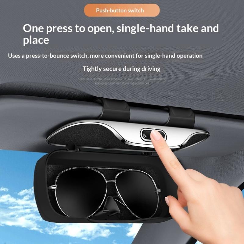 Press Switch Car Glasses Box Sun Visor Glasses Holder Internal Soft Fabric Scratch Resistant Shock-Proof Eyeglasses Storage Case