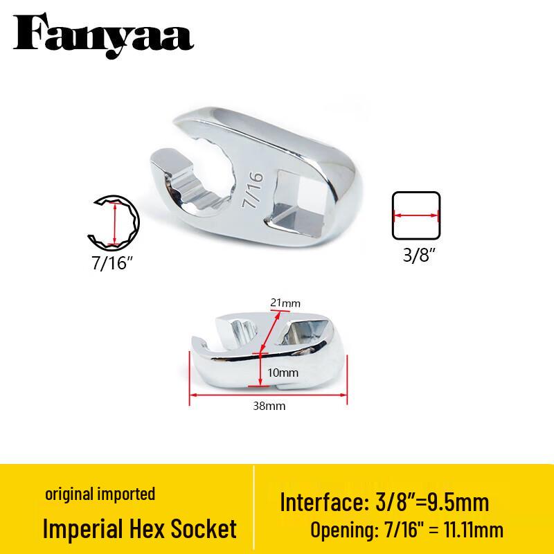 Fanyaa Imperial Open-End Flare Nut Wrench with Square Drive