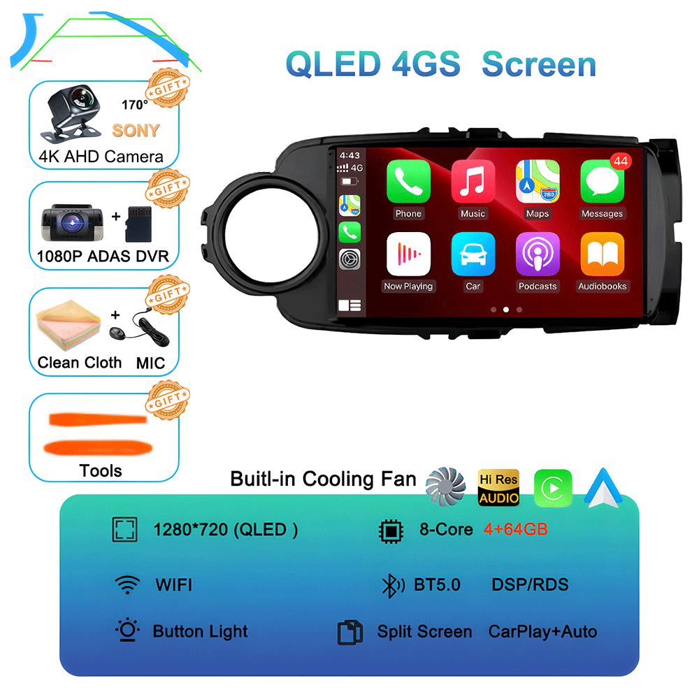 Car Radio For Toyota Yaris LHD RHD 2012-2017 Multimedia Stereo Video Player Android 14 BT DSP Auto Carplay GPS Navigation