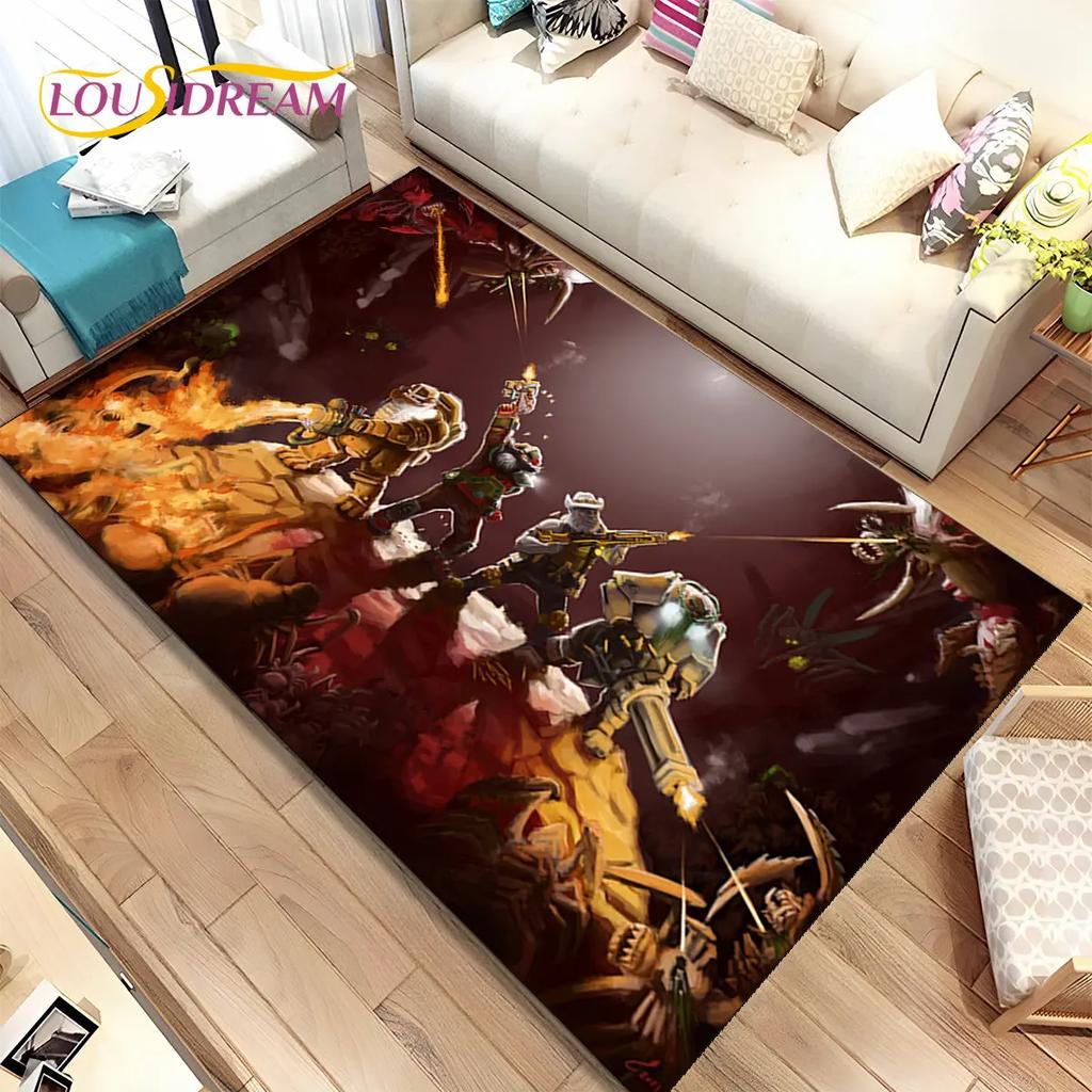 3D DRG Deep Rock Galactic Game Gamer Area Rug,Carpet Rug for Living Room Bedroom Sofa Doormat Decoration,kids Non-slip Floor Mat