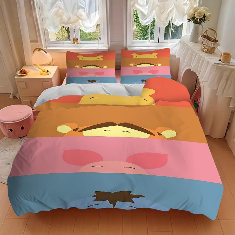 3pcs Winnie Eeyore 1 Cover+2 Pillowcases, Pillow Inserts Not Included, Machine Washable, All-Season Use, Teen and Adult Rooms100
