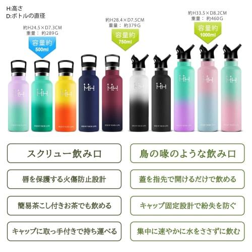 Eliciya 500ml Vacuum Insulated Stainless Steel Water Bottle, Keeps Hot or Cold, Carbonated, Highly Airtight, Easy To Clean, Wide Mouth Design, Leak-Pr