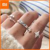 925 Sterling Silver Rings For Women Geometric Fine Jewelry Finger Adjustable Blue Star CZ Ring For Party Birthday Gift