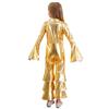 Kids Retro 70s Disco Jumpsuit, Flare Sleeve Ruffle Bodysuit with Bell Bottom Pants, Comfortable Dance Party Cosplay Costume