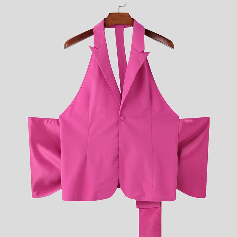 

INCERUN Чоловічий атласний жилет без рукавів і без спини 2XL рожевий