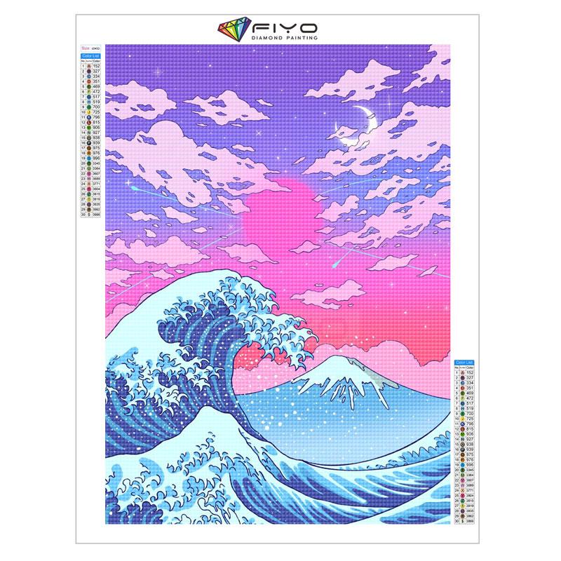 Japanese Anime Comic The Great Wave Diamond Painting Wall Art Decor Diamond Embroidery Mosaic Kids Room Decor Cuadros Posters