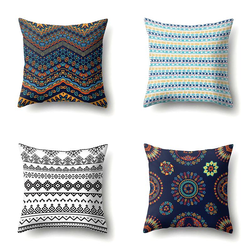 Ethnic Style Colorful Boho Polyester Pillowcase Car Decoration Home Printed Waist Pillowcase