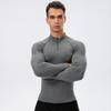 Men's Autumn Winter Fleece Fitness Clothes High Elastic Compression Sports Running Training Long Sleeve Warm Stand Collar Sweatshirt