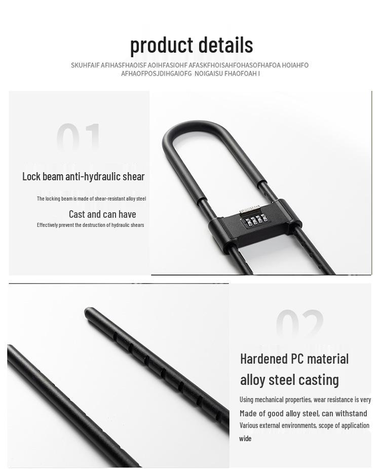 Shear & Pry-Resistant U-Shaped Glass Door Password Lock