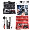 46pcs Car Repair Tool Kit 1/4-Inch Socket Set Ratchet Wrench Auto Mechanic Tools for Vehicle Maintenance and DIY Auto Repair