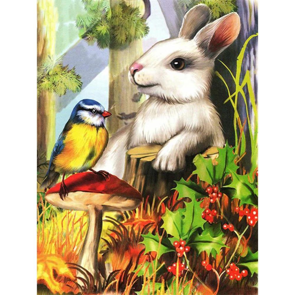 

5D Алмазная вышивка кролик алмазная живопись животное полная квадратная Новое поступление картина из страз Декор подарок ручной работы Full Square 20X30CM