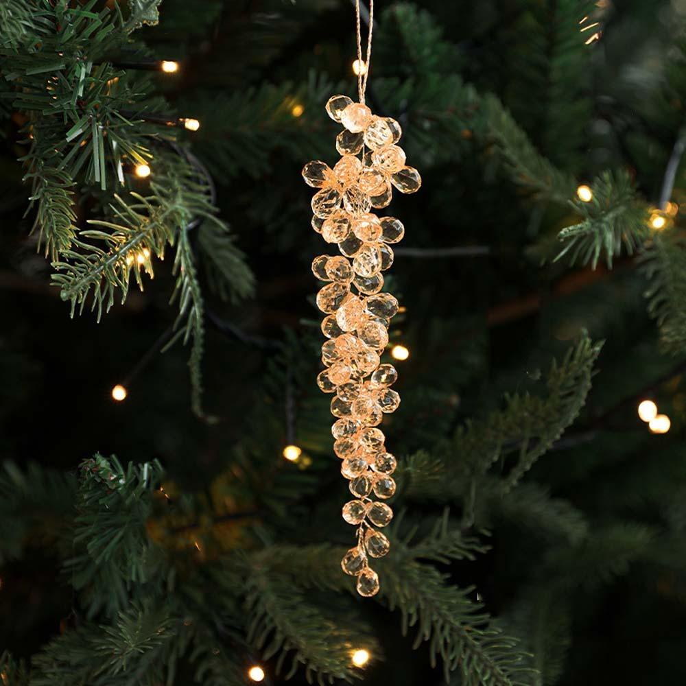 Artificial Glitter Christmas Branches Grape Christmas Crystal Pendant  DIY Craft