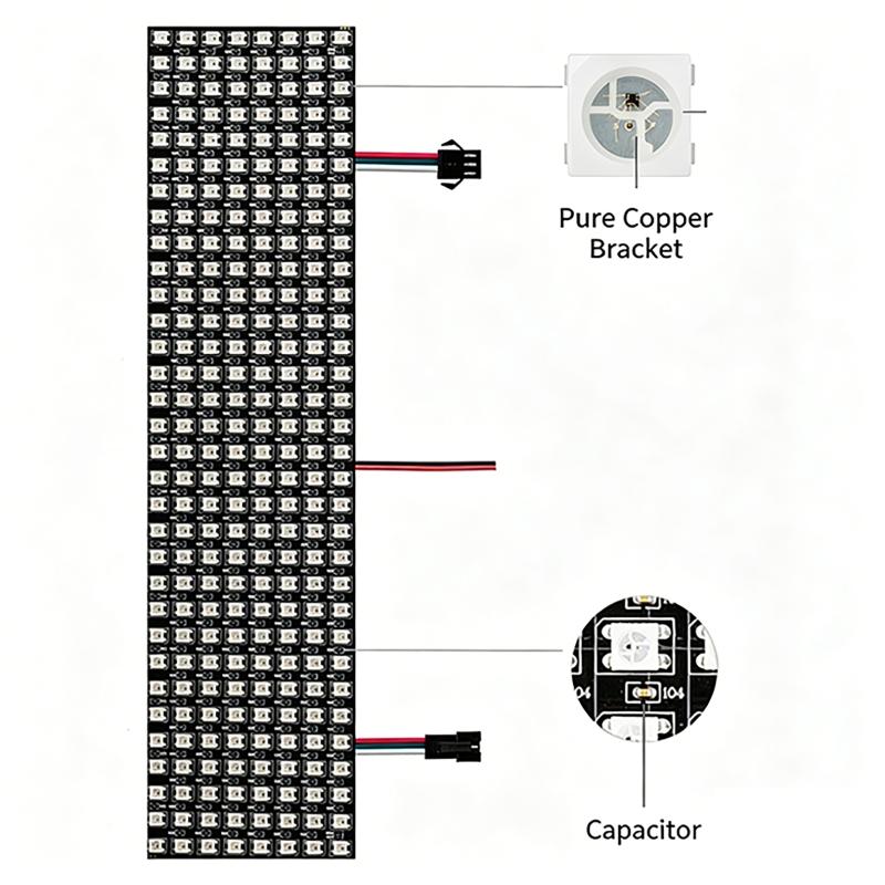 WS2812B Waterproof Smart Pixel LED Matrix Panel 5V 8x8 16x16 8x32 Digital Screen for Outdoor Event Decor