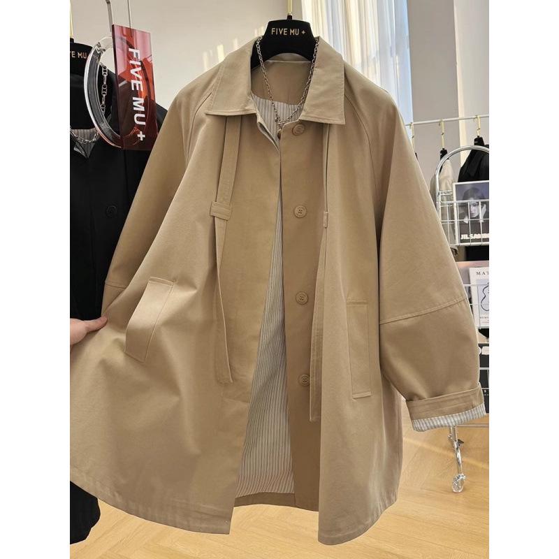 2025 High-End Ležérní Dámský Středně Dlouhý Trenčkot - Jaro/Podzim Tenká Pracovní Bunda Trend