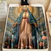 1PC Virgin Mary with Floral Halo Print Blanket Warm Soft Fluffy Kids and Adult Sofa Bed Throw Blanket Outdoor Travel Camping RV