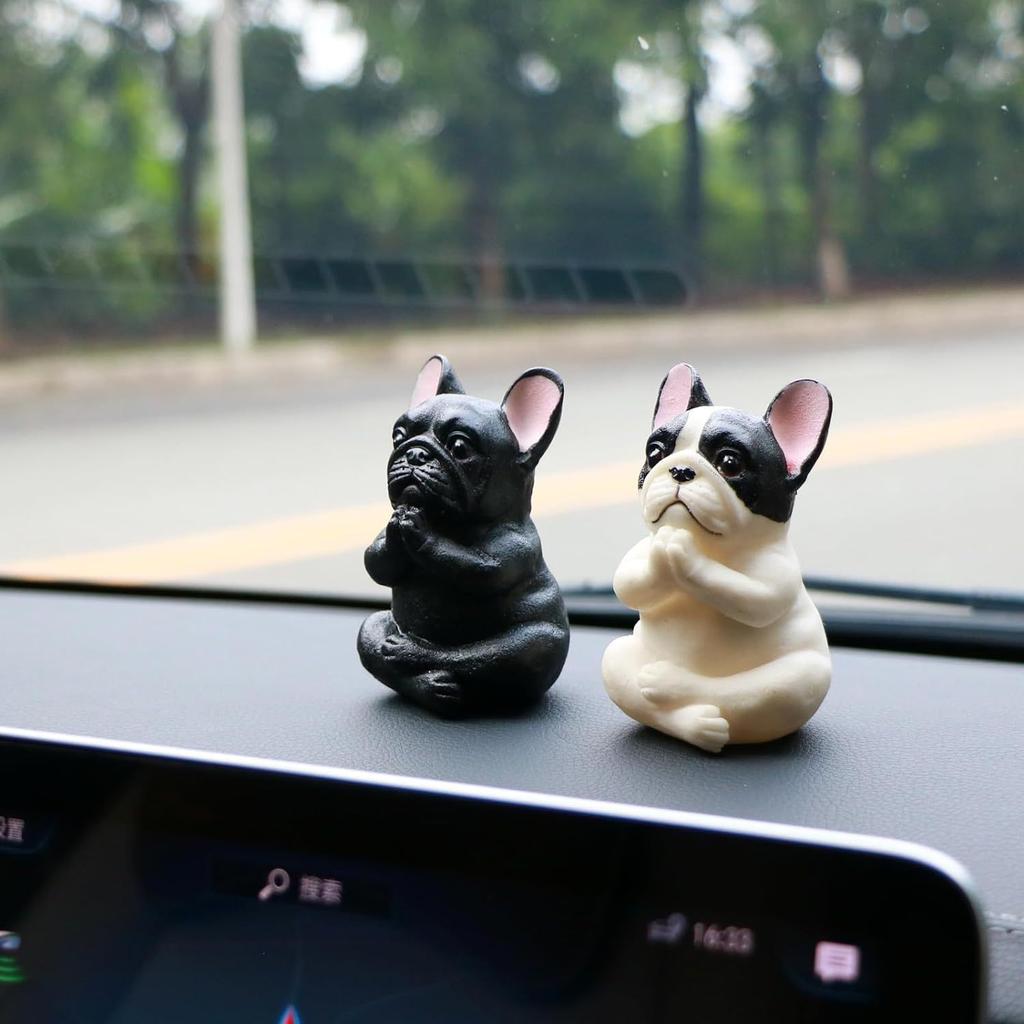 Resin Bulldog Sculpture Ornaments Meditation Dog Statue Yoga Animal Figurine Cute Garden Yard Ornament Indoor Home Desktop Decor