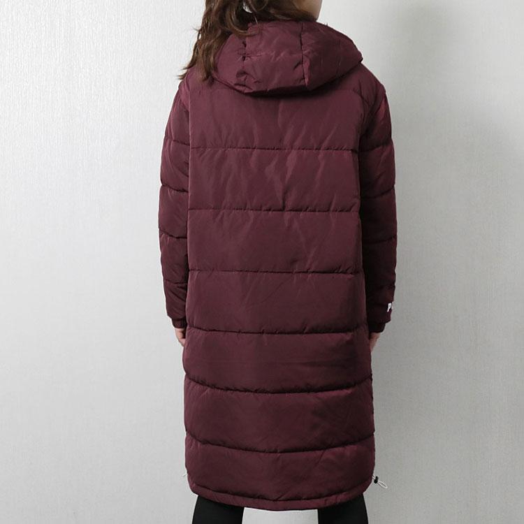 Puma Solid Color Mid-Length Hooded Cotton Coat Winter Women Coats Burgundy 577708-22