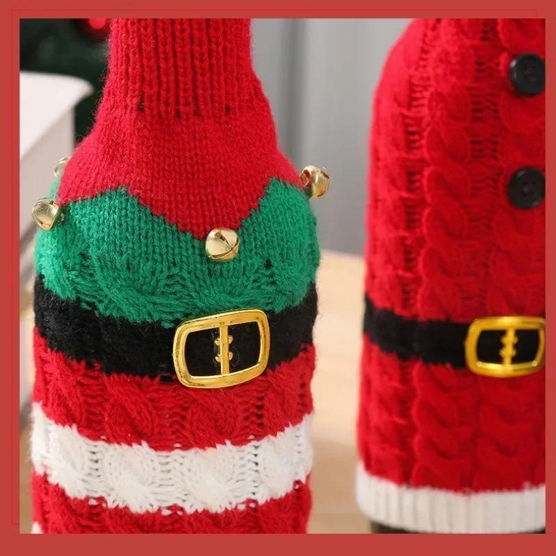 1ks Vánoční obal na láhev vína Pletený Vánoční dekorace 2025 pro Domov Vánoční Sněhulák Stolní Párty Dekor Krásný Vánoční Dárek