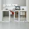 Free Standing Dog Gate 32x96.5 Inch Freestanding Pet Gate Foldable White