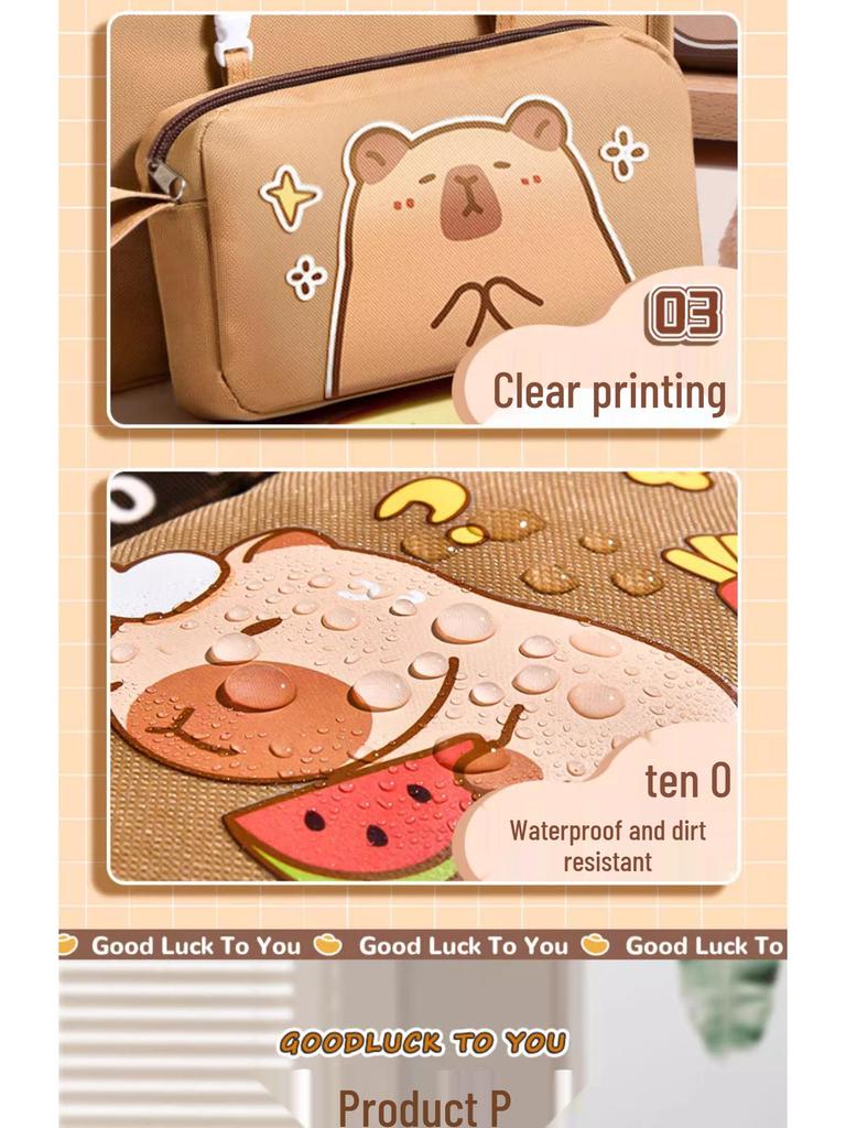 Capybara Canvas Backpack for Elementary & Middle School Students - Student Book Tote & Tutoring Bag