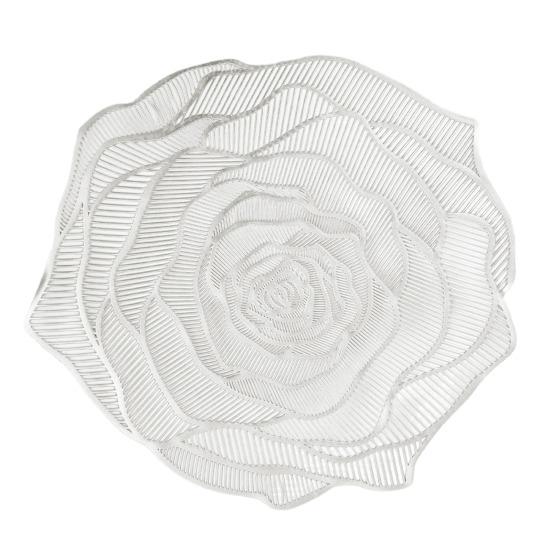 PVC Placemat Heat-Resistant Reusable Table Mat Hollow Rose Shape Insulation Pad for Dining Table Decoration