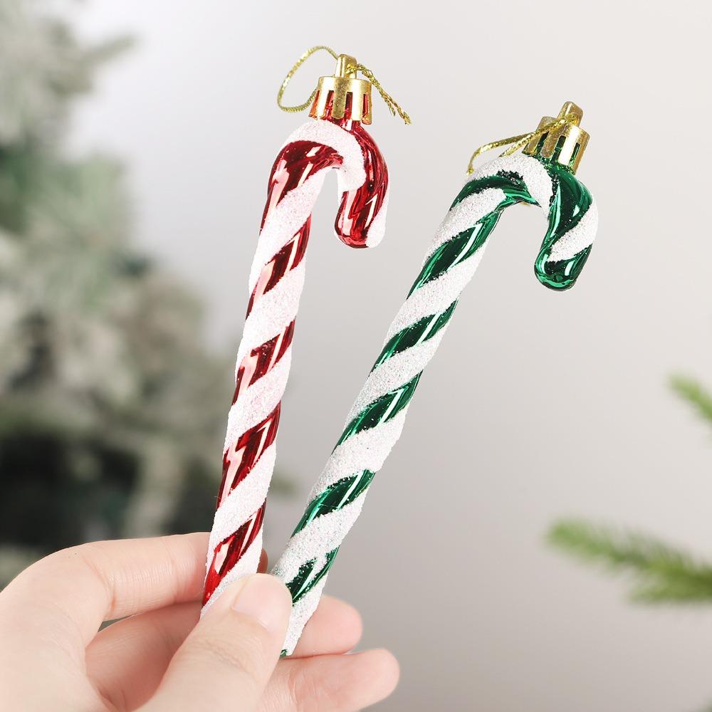 6pcs/box Cute Christmas Tree Decoration Hanging Candy Hook Ornaments Candy Canes Decoration  Holiday