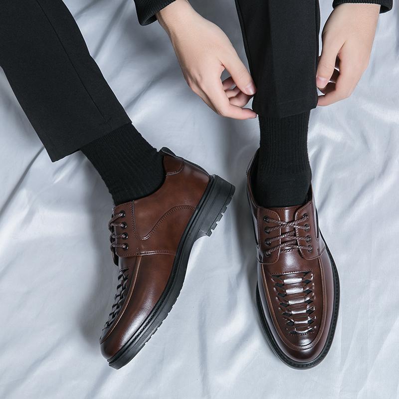 

Мужские классические ретро-лоферы в повседневном уличном стиле, летние коричневые туфли для отдыха, черные туфли для показа на подиуме, большие размеры EU: 46