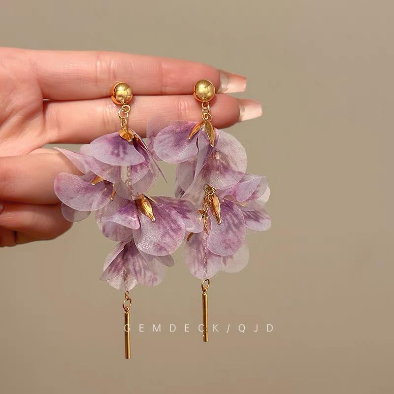 Colorful Dopamine Fabric Beaded Earrings – Women's Studs, Seaside Vacation Style, Ear Clips