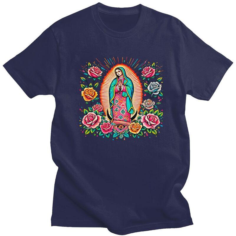 Custom Male Our Lady Of Fatima Mexico Virgin Mary T Shirt Short Sleeve Cotton Tshirt Casual Religious Art Tee Clothes