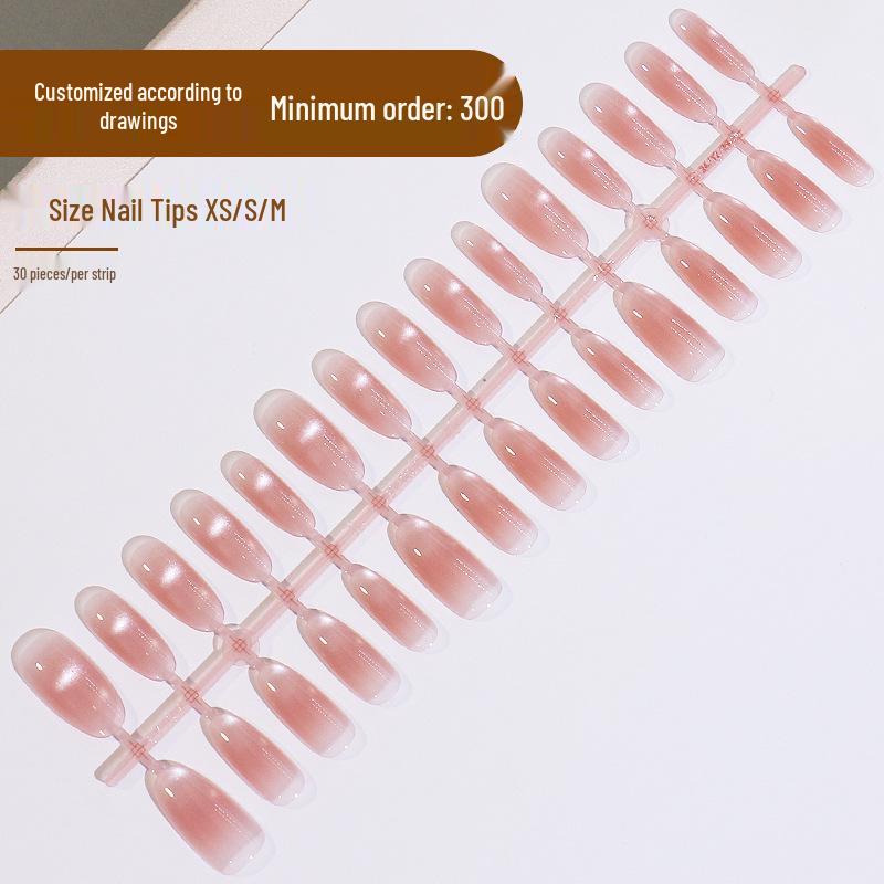 Top-Selling Cat-Eye Gradient Press-On Nails: Handmade Blush Nail Tips for a Glam Look
