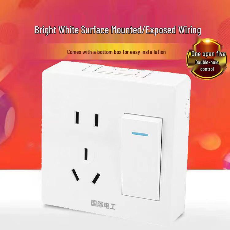 Ultra-Thin Surface-Mounted Single-Pole Switch & Socket Panel for Home Walls