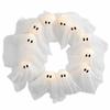 Funny 11 LED Lights Ghost Wreath Creative 35cm Halloween Wreath Cartoon Wall Decor Spooky Front Door Hanging Decor Yard
