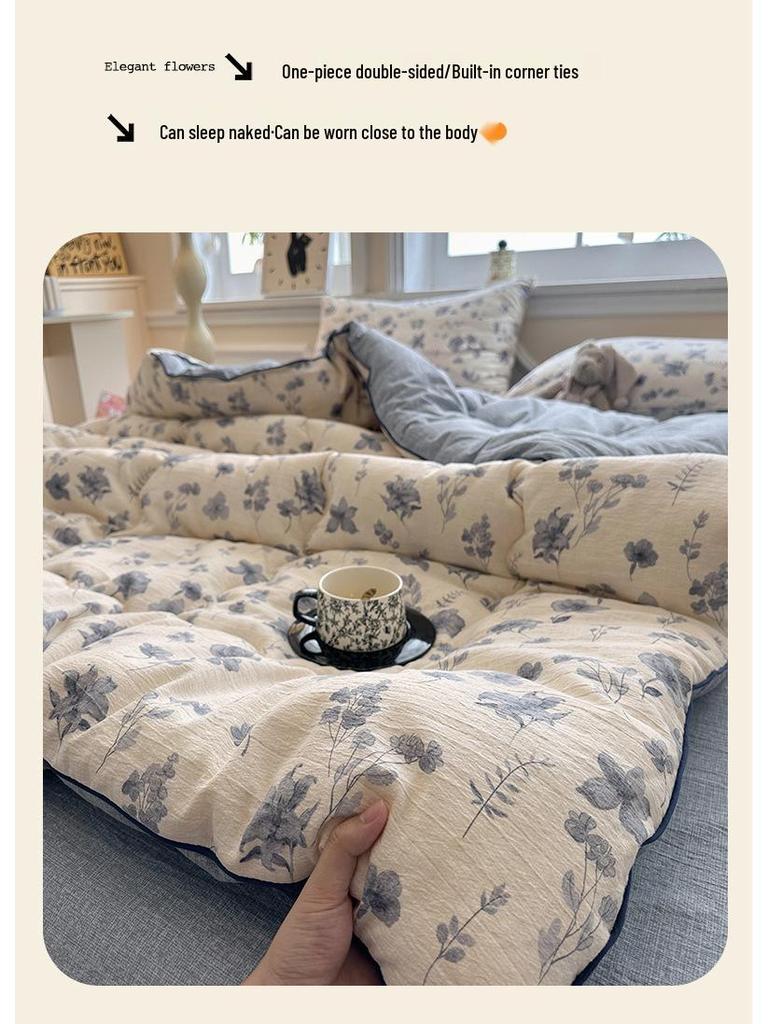 2025 Original Linen Crinkled Gauze Double Layer Quilt Comforter for Winter, Spring & Autumn