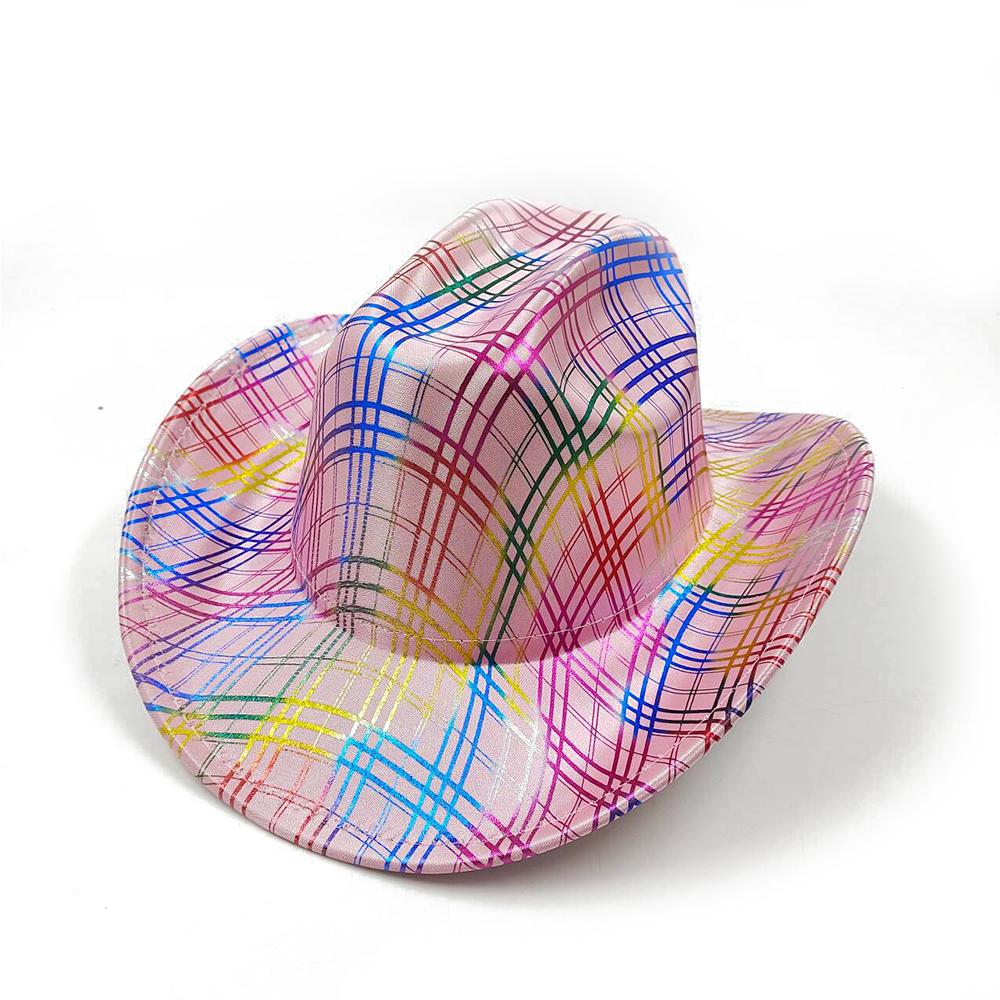 Color Blocks Laser Cowboy hat Western cowboy men and women retro party stage party Cowboy hat outdoor knight hat Wholesale