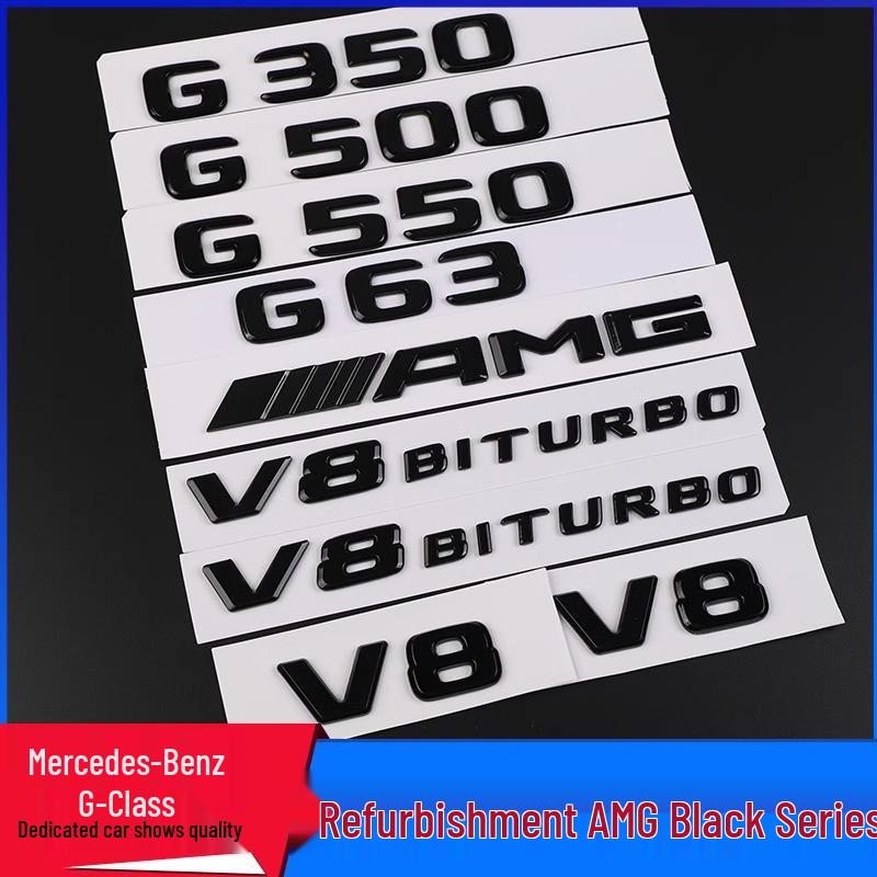 Compatible with Mercedes G63 Rear Emblem & V8 BITURBO AMG Side Sticker.