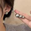 Shijia Graue Perle Runde Ohrringe: Retro Französisches Design, Eleganter Allround-Schmuck für Frauen