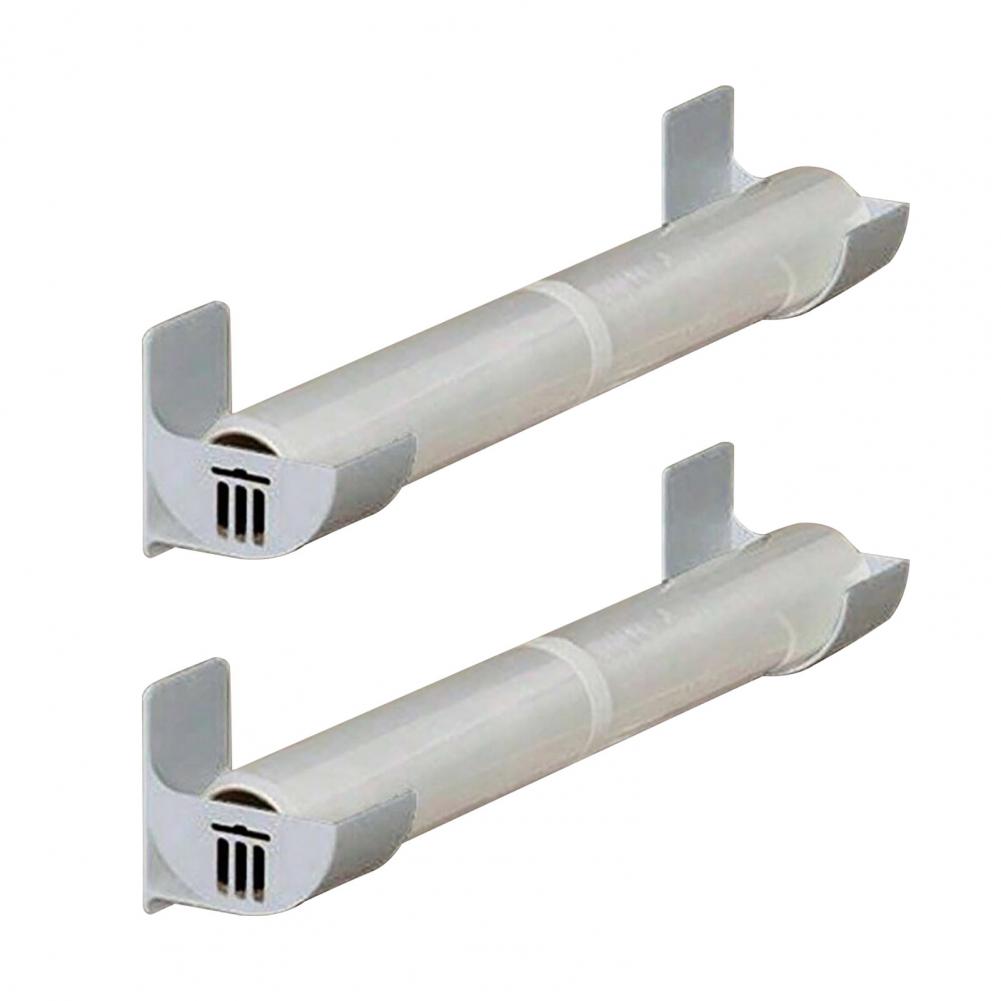2pcs Kitchen Storage Rack Organizer Drill-Free Adhesive Rack Wall-Mounted Multi-Purpose Shelf Plastic Wrap Trash Bags Organizer серый