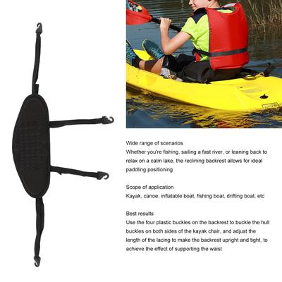 Dossier de Kayak Professionnel Rembourré Confortable Imperméable Support de Dossier de Canoë avec Sangle Réglable Dossier de Kayak Noir