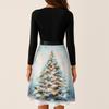 Women's Casual Fashion V Neck Long Sleeve Christmas Printed Party Vintage Long Dresses