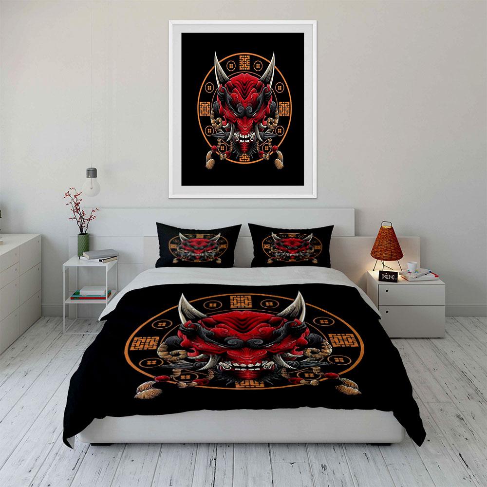 Samurai Demon Art Decor Set Soft Comfortable Duvet Cover Bedding Set Included 1*Duvet Cover & 2*Pillowcases, Gift
