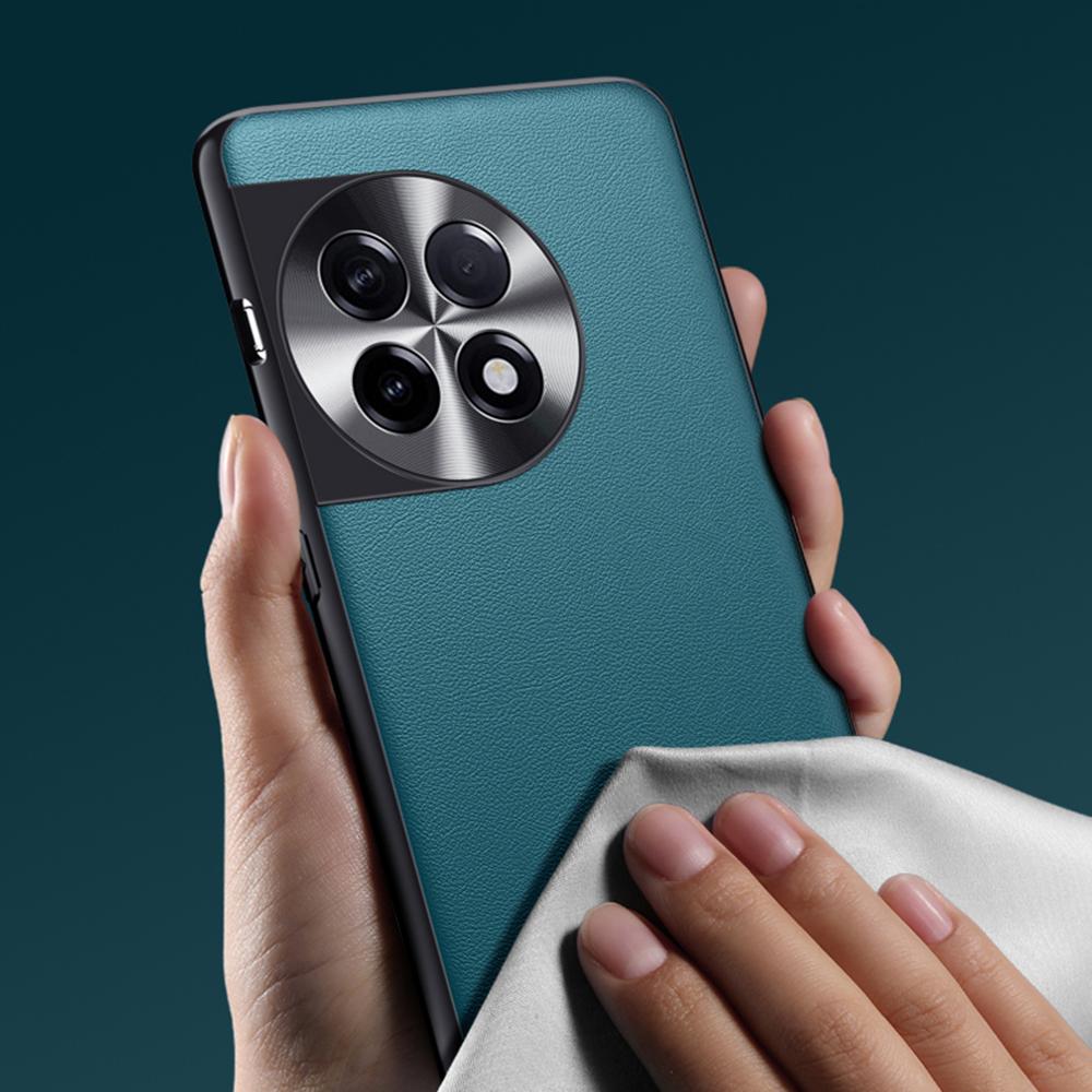 For OnePlus 11 5G PU Leather Coated TPU+PC Non-Slip Case Metal Lens Design Protective Phone Cover