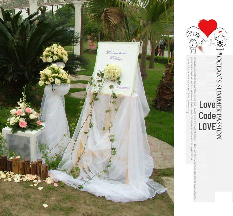 Wedding Stair Railing Gauze Drapes and Floral Decorations Set