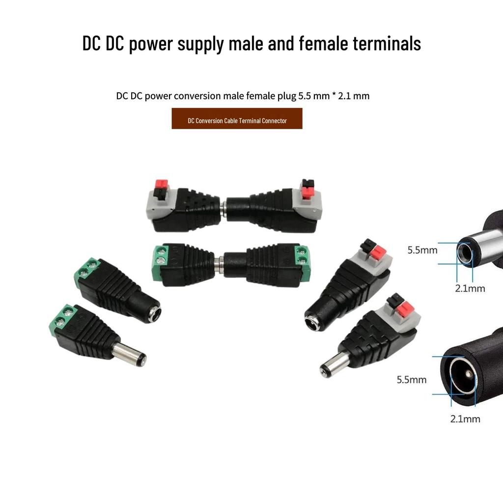 5.5x2.1mm DC Power Connector Set: Male & Female Plugs for 12V LED Strip